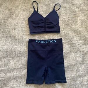 Fabletics Navy Crop Top & Shorts Set